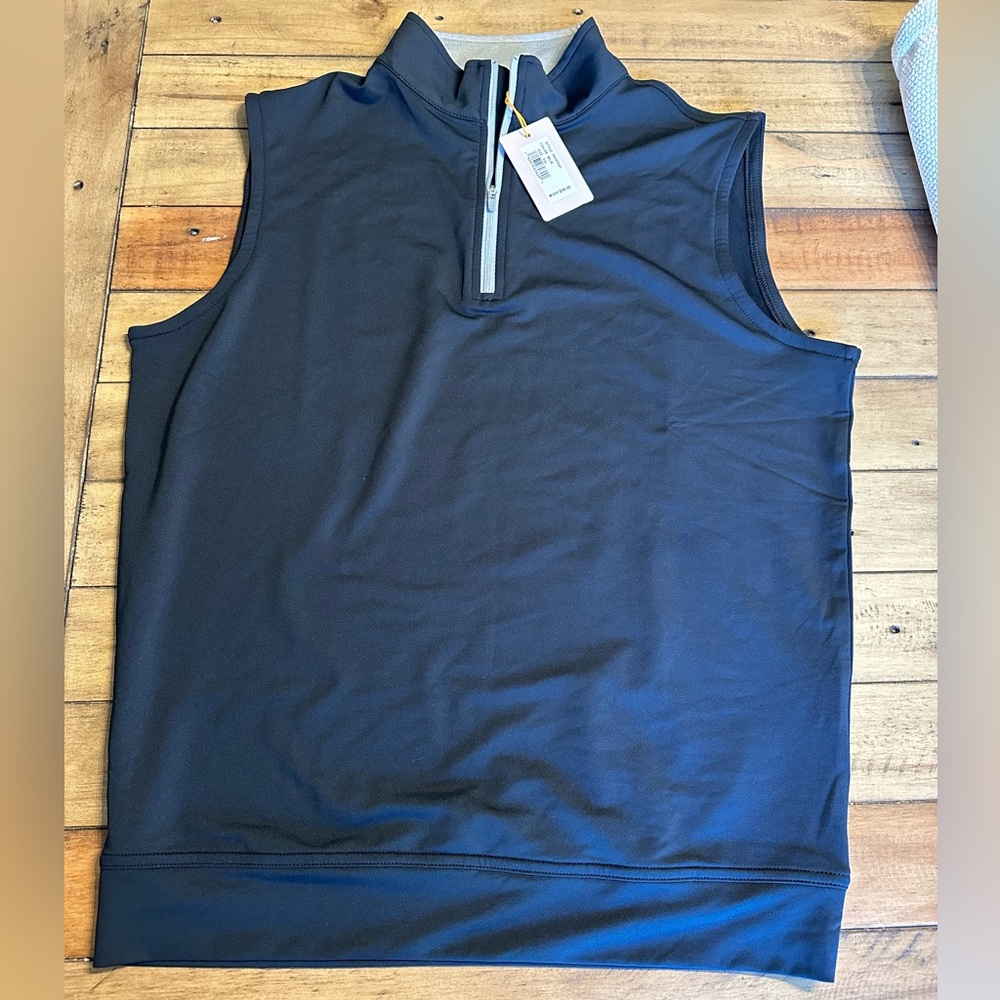 NWT Peter Millar Quarter Zip Golf Vest | Black, Size Small